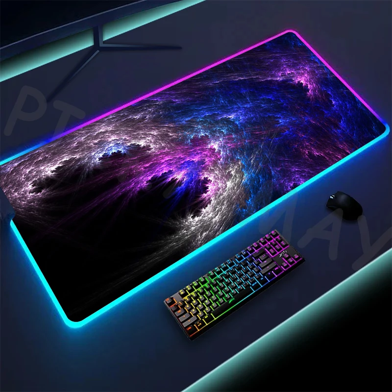 LED Grande RGB Gaming Mousepad, Espaço Mouse Mats, Luminous Desk Mat, Almofadas de teclado retroiluminadas, Grande Gamer Mousepad, XXL