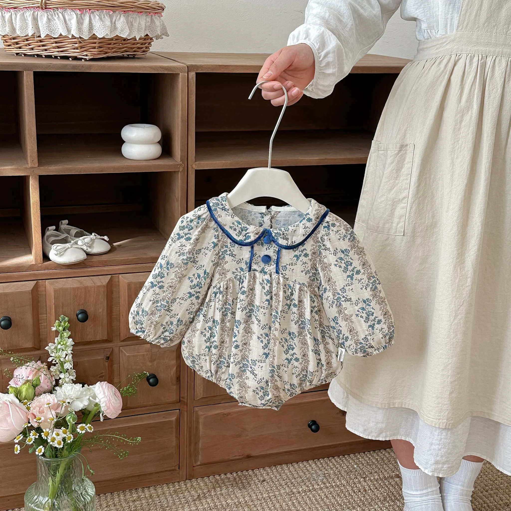 New 2026 Spring Outfit for Baby Girls, Floral Print Romper, Spring and Autumn Korean Style Clothing, Outfit for Little Babies