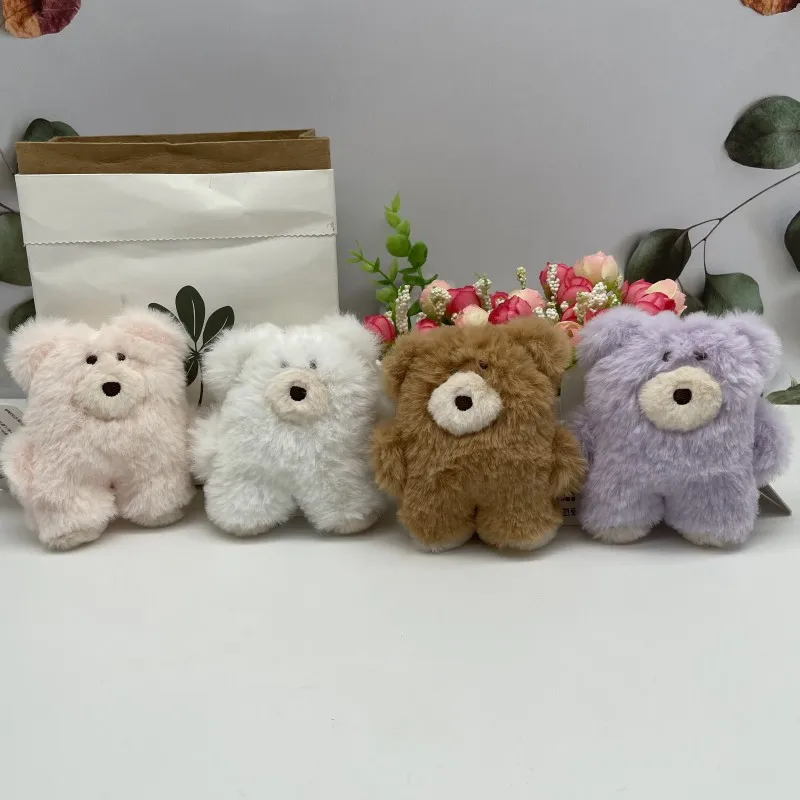 10cm New Cartoon Cute Bear Plush Chaveiro Pendant Doll Kawaii Soft Stuffed Animals Brinquedos de pelúcia Crianças Meninas Mochila Pendurado Dolls