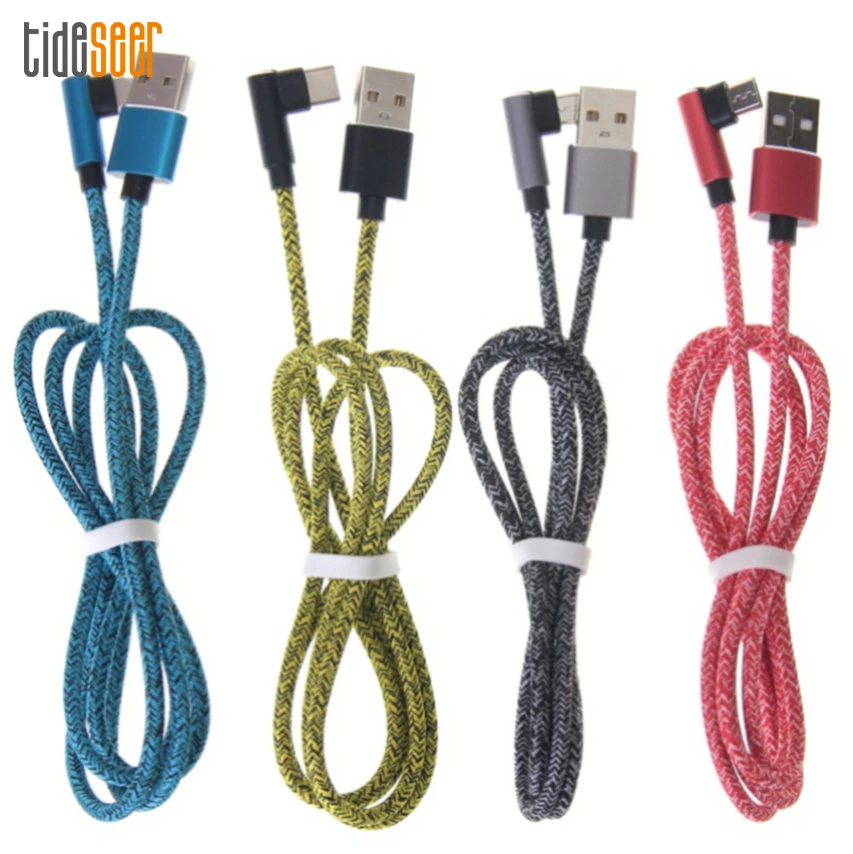 

200pcs 90 Degree L Shape Micro USB Type C Data Cable Fast Charging for iPhone Samsung S20 Xiaomi Huawei Charger Cord Wire