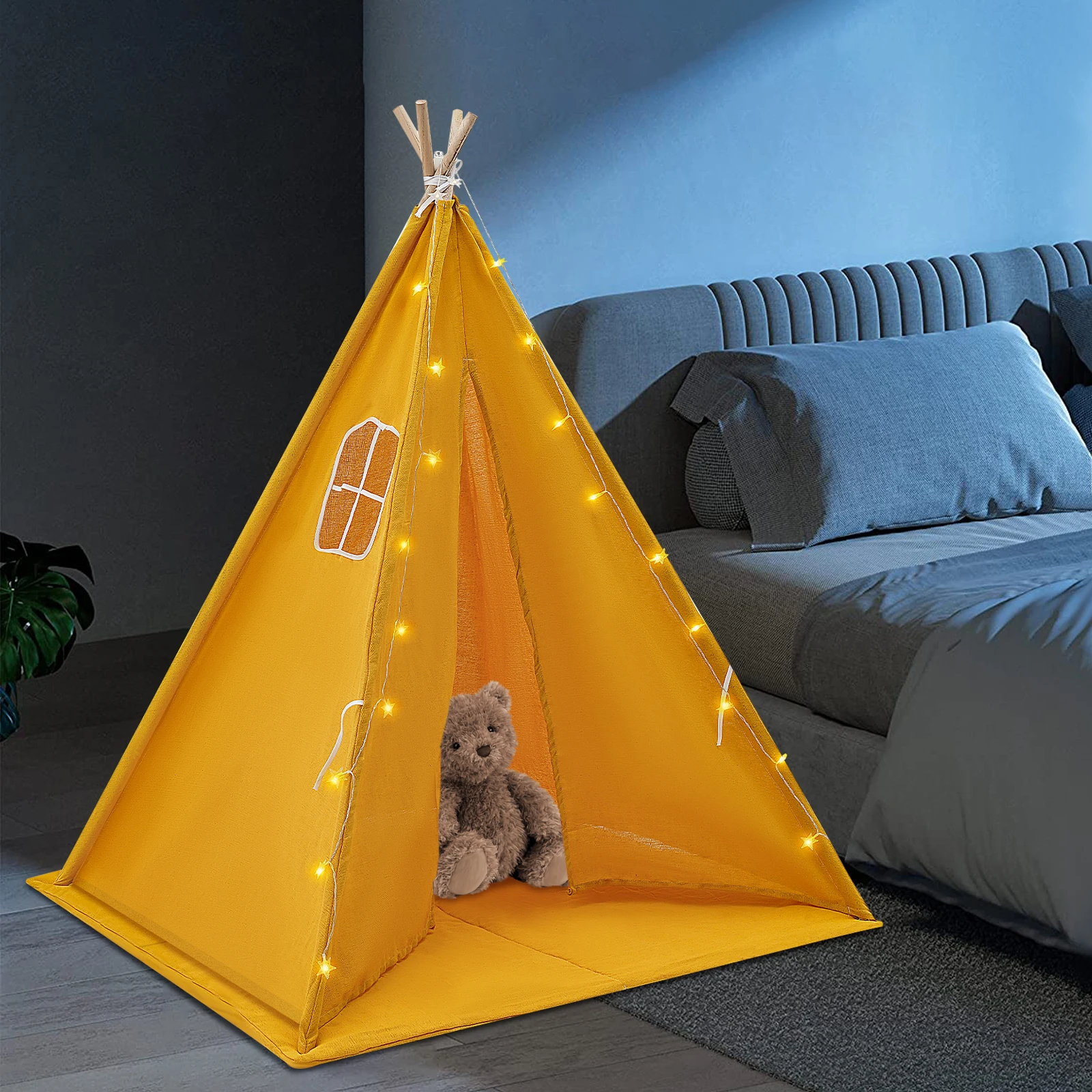 Tenda para crianças com luz, tenda infantil para ambientes internos e externos para salas de estar, quartos infantis, piqueniques, acampamento