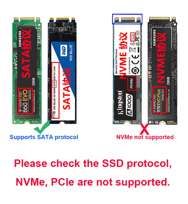 OULLX M.2 NGFF Dual SSD B+M Key to 2.5inch SATA3.0 Adapter Card B key With Enclosure Socket (Not  Supported NVMe M key)