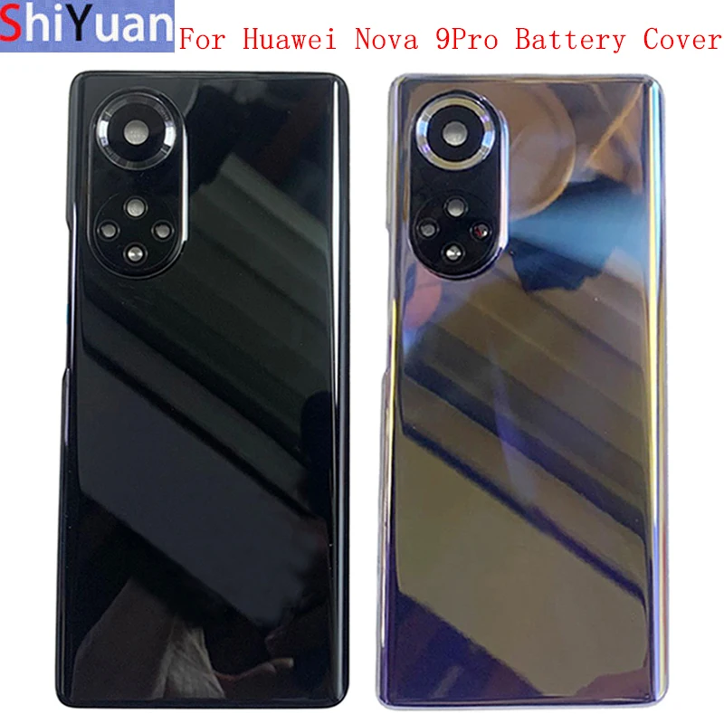 

Крышка батарейного отсека, задняя крышка корпуса для Huawei Nova 9 Pro, задняя крышка с рамкой для камеры, объектив, логотип, запасные части