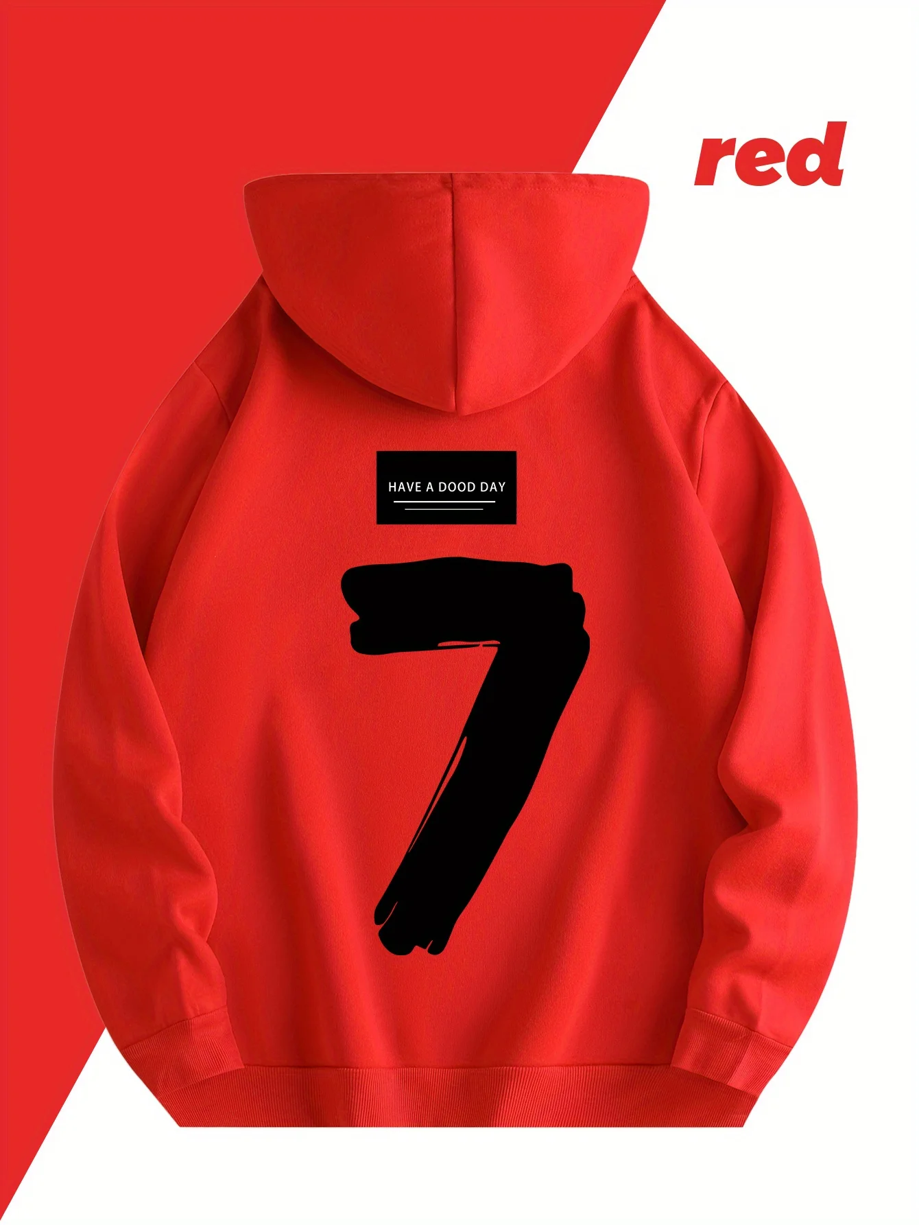 Simple and trendy men's hooded sweater with large-scale pattern print. Casual and relaxed hooded sweater with a unique style.