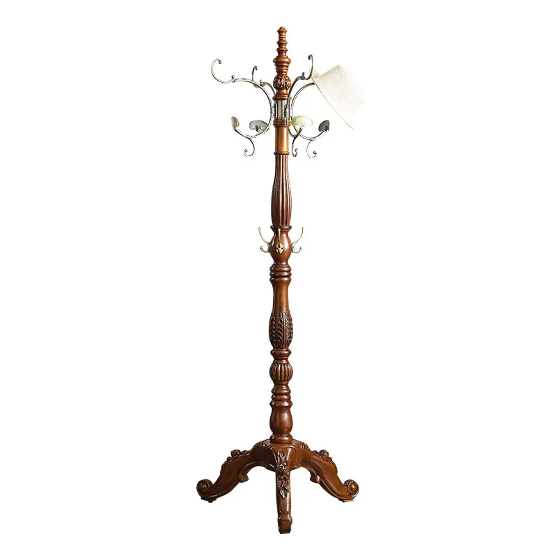 

European style, all solid wood, coat rack, floor, American style, retro, coat rack.