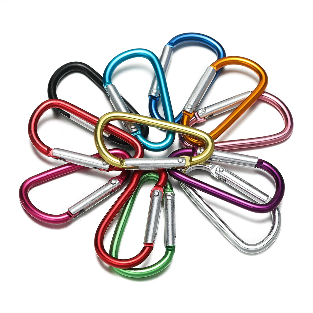 4pcs Spring Snap Hook Clip Aluminum Carabiner D-ring Buckle Keychain Clasp Outdoor Camping Tool DIY Jewelry Making Accessories