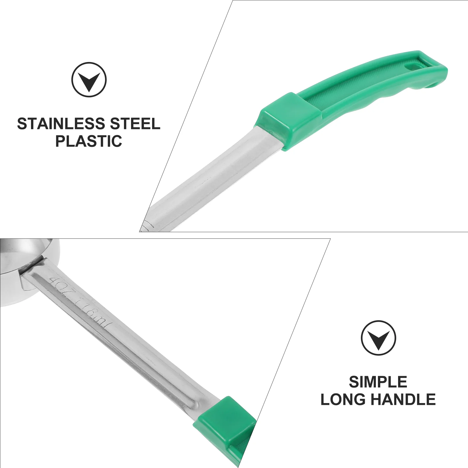 Angoily Portion Control Ladle Spoon Measuring Serving 4 Oz Stainless Steel (Green Handle)