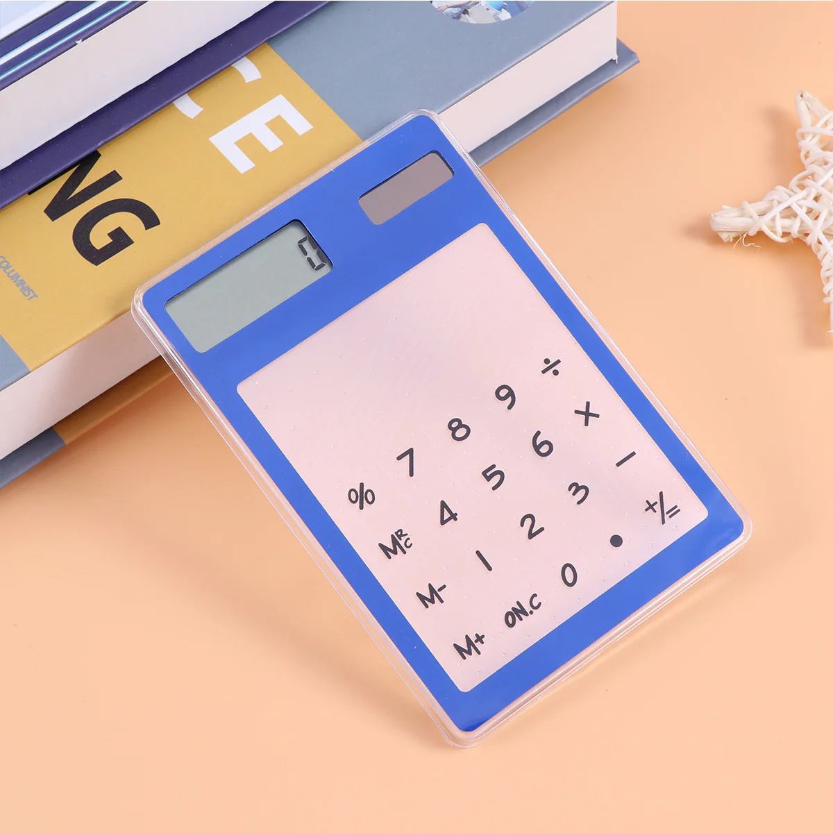 Ultra Thin Calculator Blue Solar Powered Transparent Touch Screen Mini Calculator For Office School Desktop Students