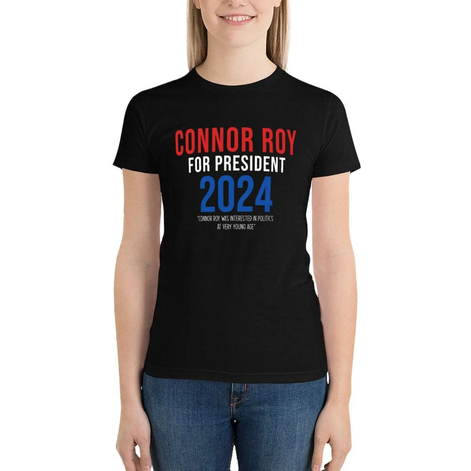 Camiseta de Connor Roy para presidente, ropa estética, camiseta de manga corta, camisetas de gato para mujer