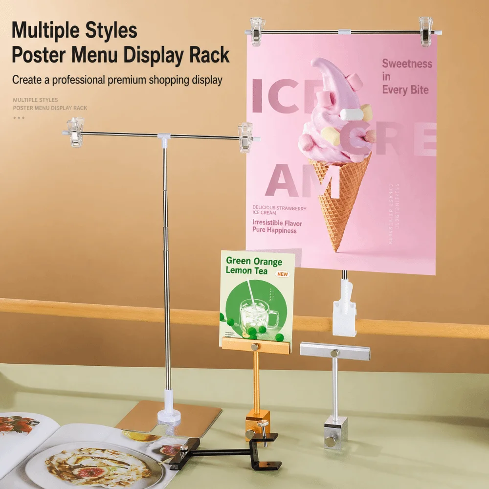 Durable Aluminum Sign Holder Clamp Adjustable C-Clamp Merchandise Label Clip Clothing Store Sign Clip Mall