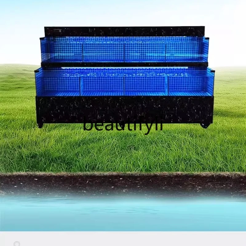 

2-layer Seafood Pool Mobile Constant Temperature Refrigeration Commercial Supermarket Seafood Tank Aquatic Product Special Tank
