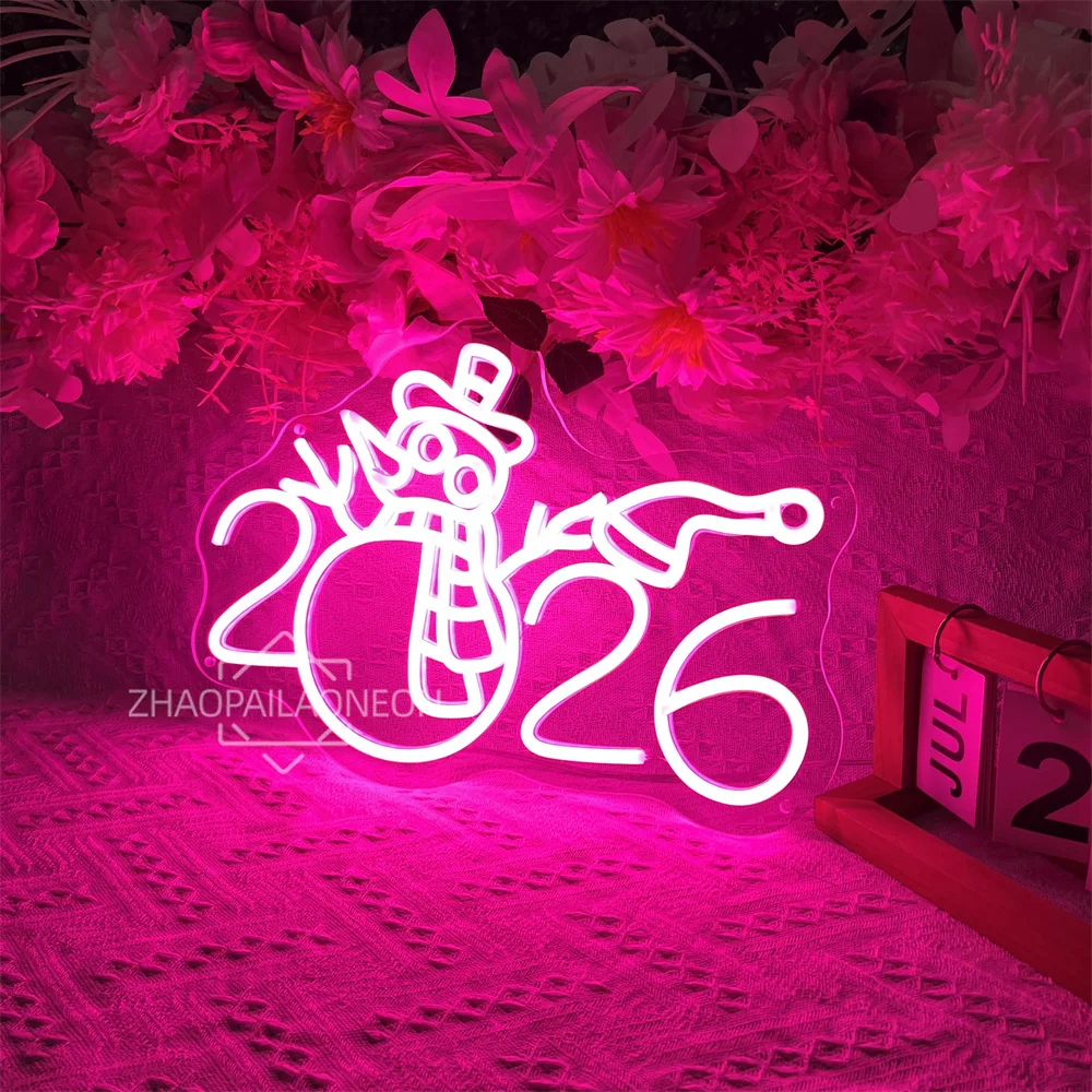 سنة جديدة سعيدة علامات النيون ثلج الرموز لغرفة المنزل متجر النوادي ديكور 2026 حفلات السنة الجديدة ضوء النيون تخصيص الهدايا #3