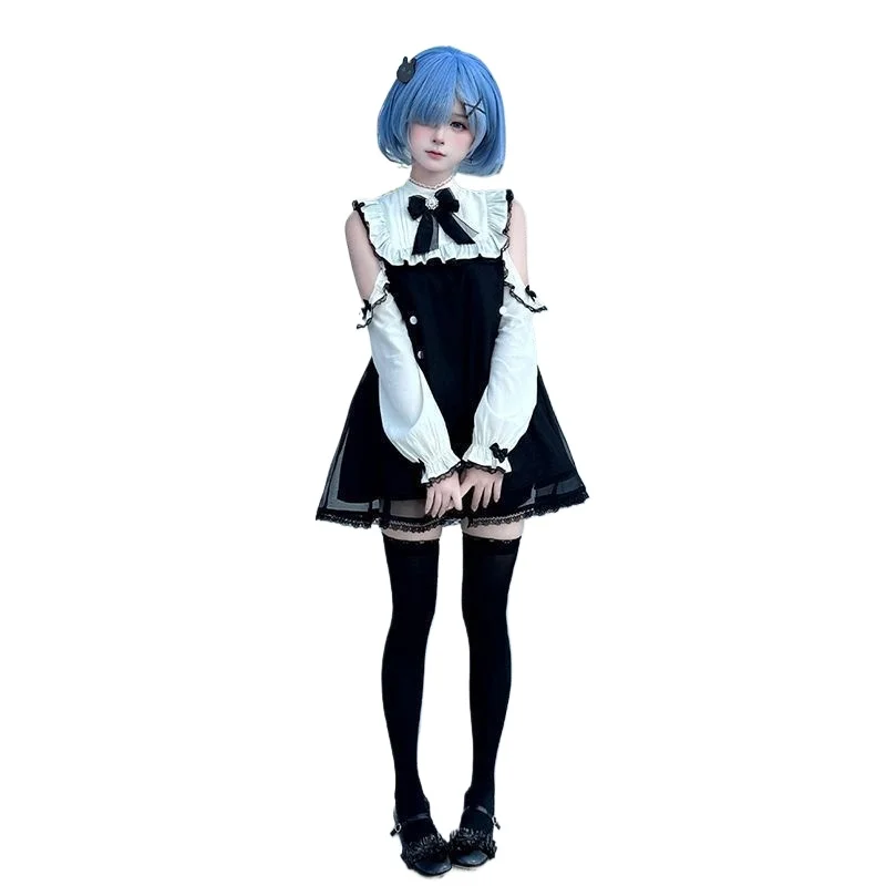 Robe Lolita de Style gothique japonais pour femmes, tenue de princesse en dentelle, Patchwork, épaules dénudées, Harajuku Y2k, Mini robes de soirée