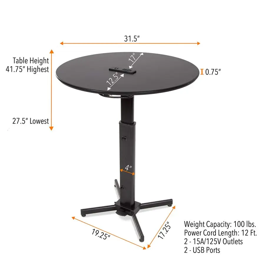 Round Charging Table Height Adjustable Cafe Table with BuiltIn AC Outlets amp USB Charging Fast Charging for Multiple Devices G