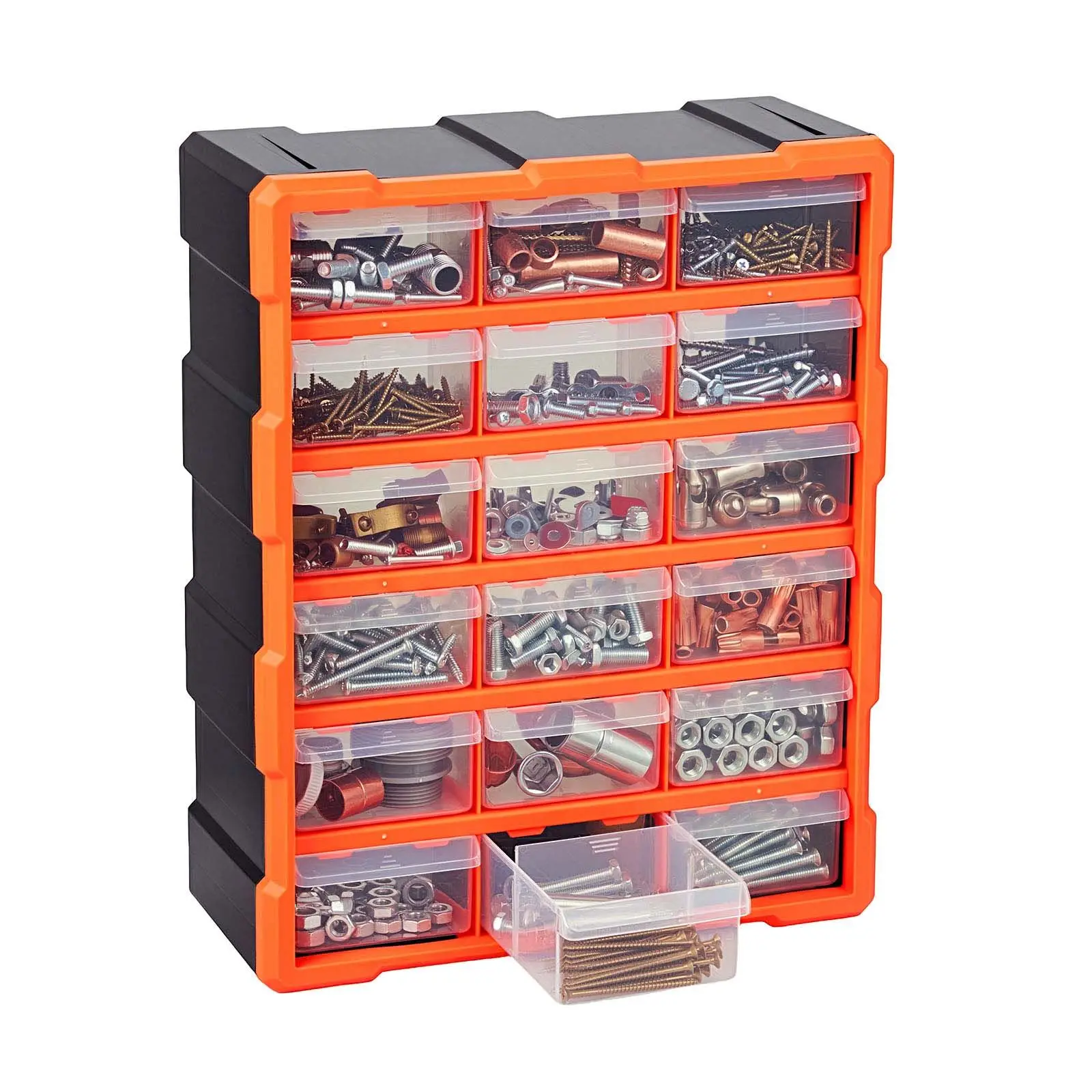 18-Drawer Storage Organizer, Plastic, Drawer Storage Cabinet for Garage Organization, Stackable Small Parts Organizer