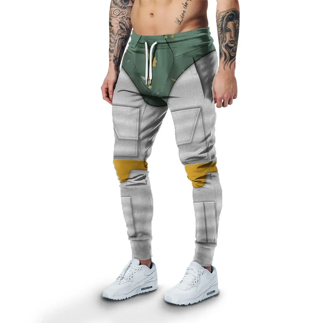 Men's Stylish Drawstring Joggers – Mecha-Print Athletic Pants – Retro Sci-Fi Tactical Style – Street-Style Workout Wear