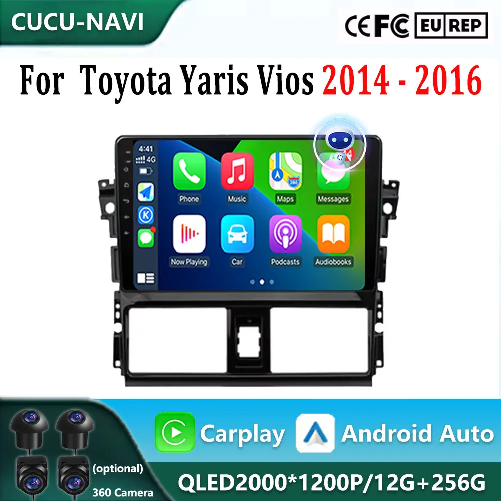 

Android 14 Car Radio For Toyota Yaris Vios 2014 2015 2016 Stereo Unit Multimedia Player GPS Navigation BT Carplay Android Auto