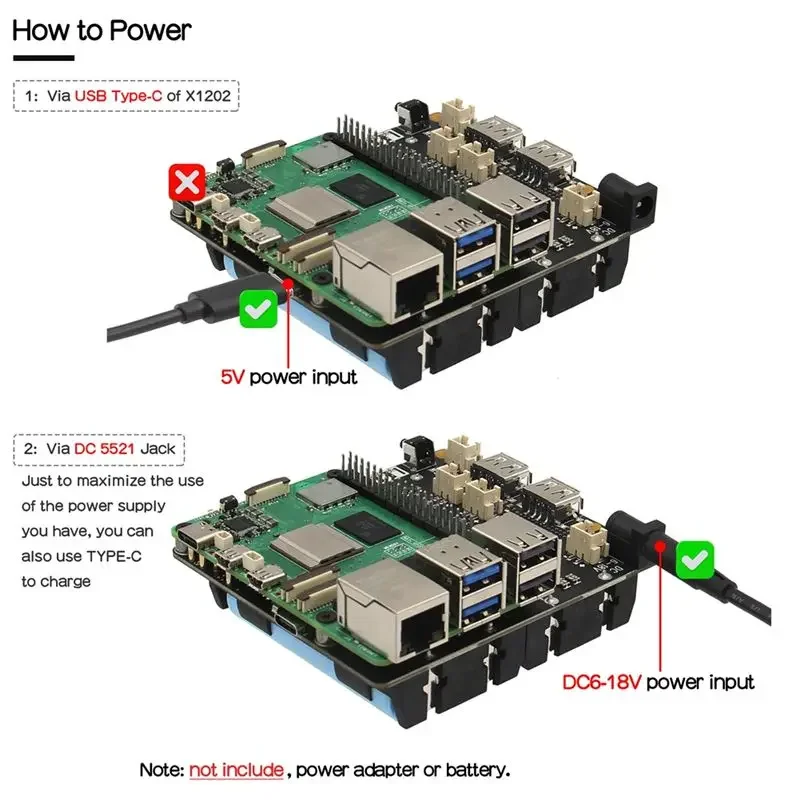 VoltSA23F-UPS For Raspberry Pi 5 UPS Power Management Board Supports 4 18650 Batteries UPS Module For Raspberry Pi 5