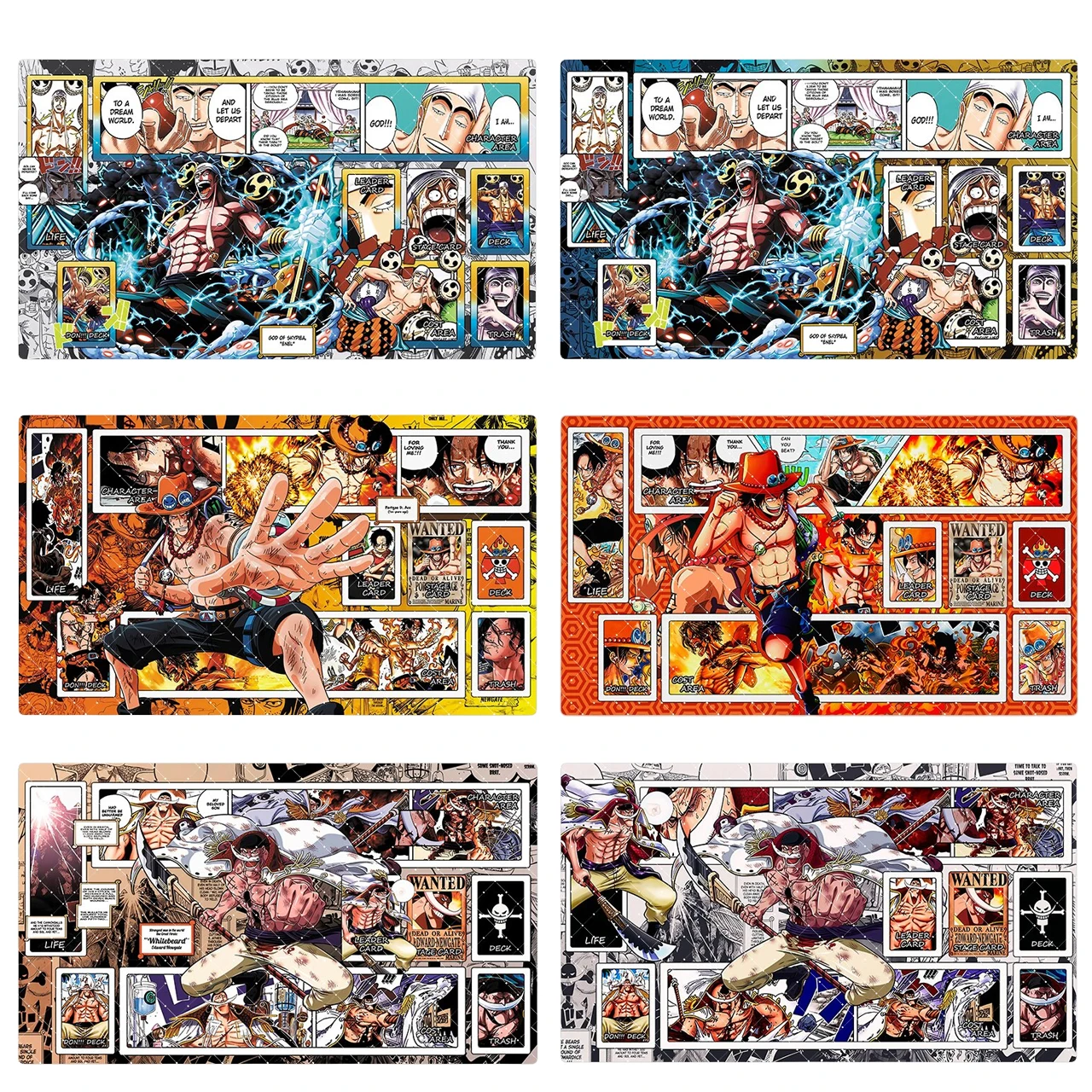 

600x350mm One Piece Comic Version Enel Portgas D. Ace Diy Trading Card Playmat Edward Newgate Single Rubber Board Game Card Mat