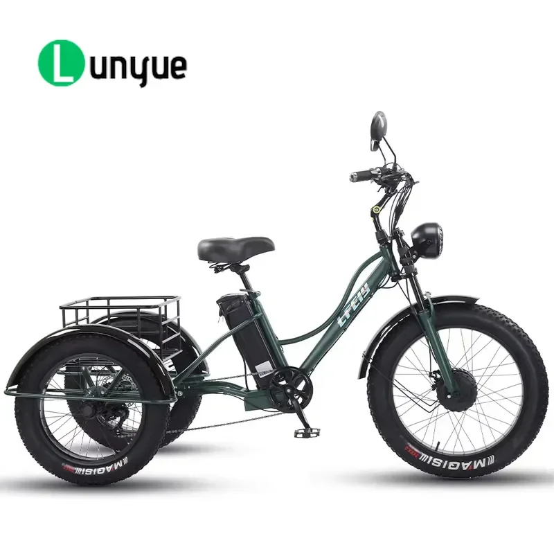 24 Inch Electric Tricycle Brushless Front Hub Motor 7 Speed High Carbon Steel E Trike For Adult Commuting Shopping Powerful