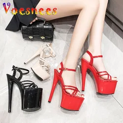 Fashion Runway Sexy Model High Heels 14CM Ankle Strap Buckle Platform Sandals Pole Dance Shoes Women Summer Narrow-band Pumps