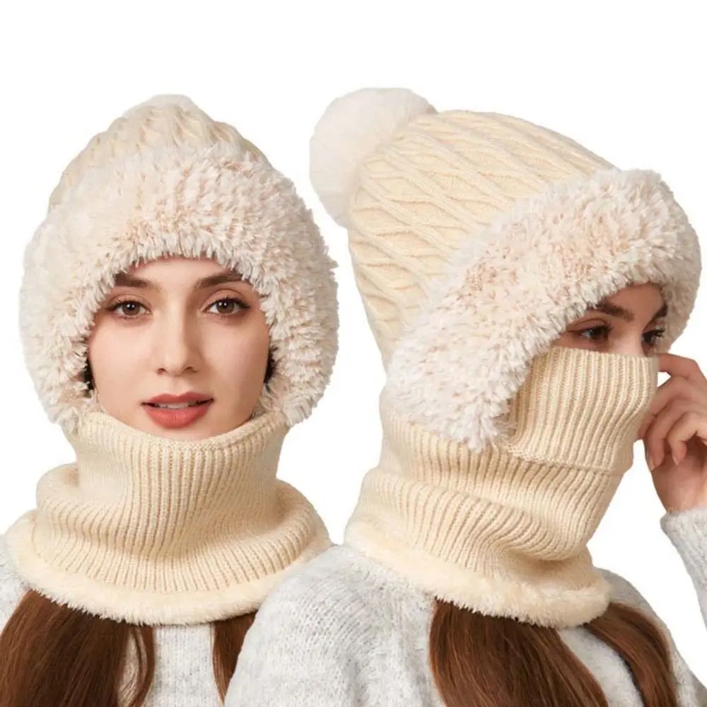الأزياء أفخم الشتاء كاب قناع مجموعة بلون رشاقته الدافئة 2in1 وشاح قبعة سدادات حماية الأذن الرقبة حامي أقنعة ركوب الخيل