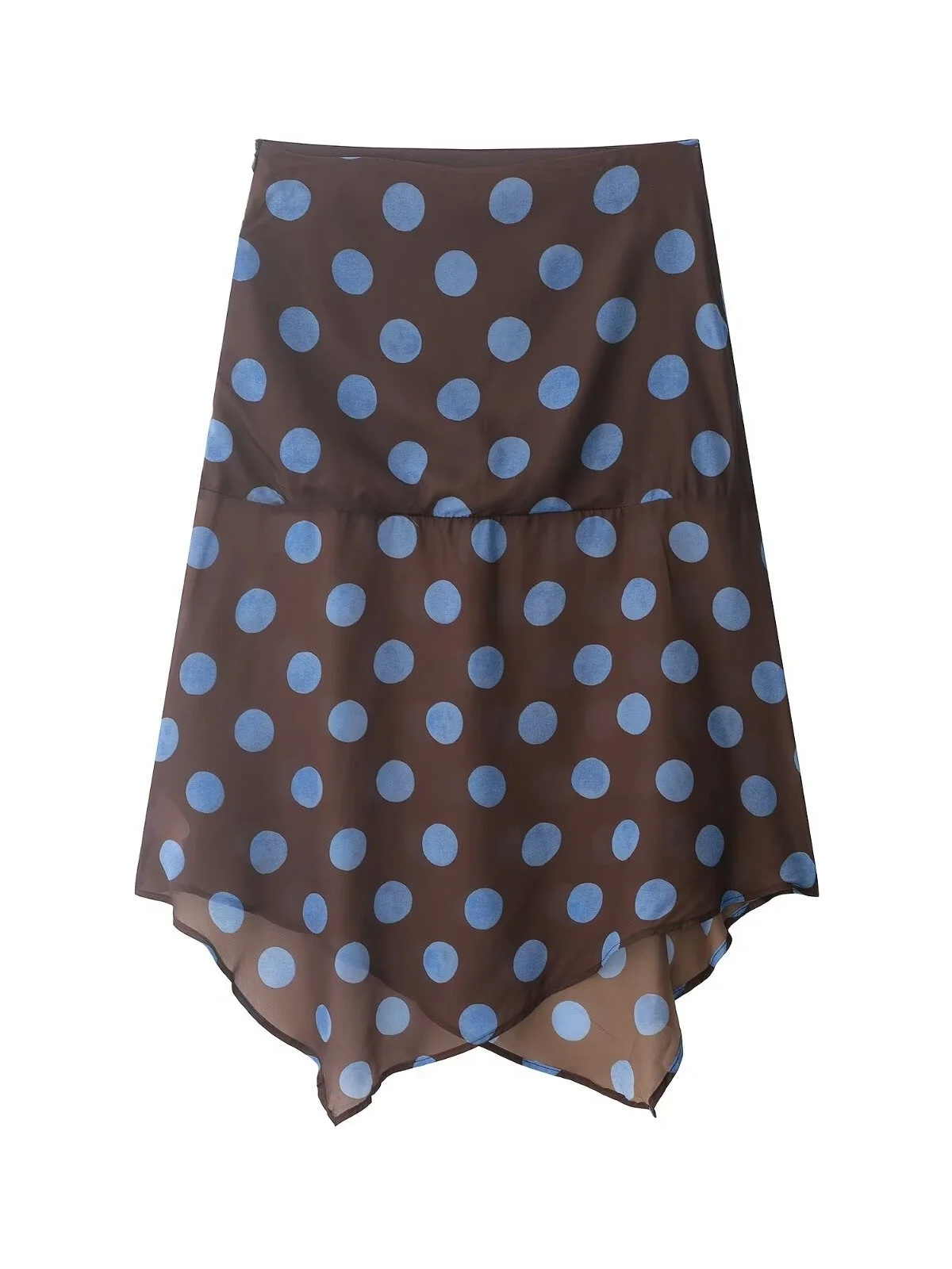 Women's Polka Dot Asymmetrical Midi Skirt Fashionable Versatile mid Waist Polyester Fiber Iron Free Standard Fit Summer Colle...