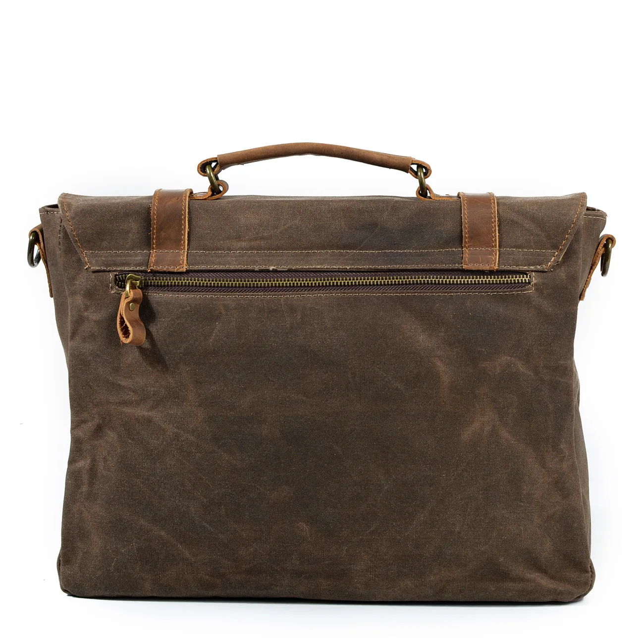 New Waterproof Oil Waxed Canvas with Cowhide Briefcase Men's Bag Retro Business Bag Single Shoulder Crossbody Tote