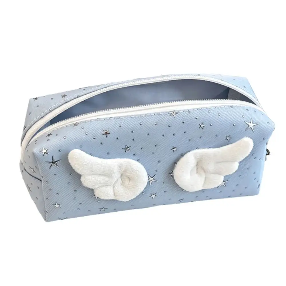 Estuche para lápices con alas de ángel estilo INS, bolsa portátil de gran capacidad para bolígrafos, bolsa de papelería, regalo