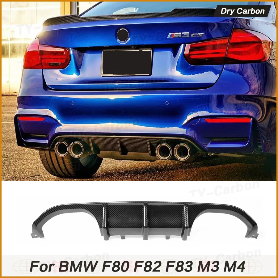 For BMW M3 M4 MP Style Dry Carbon Fiber Rear Diffuser Bumper Lip Spoiler Bodykit for BMW 3 4 Serises F80 M3 F82 F83 M4 2014-2019