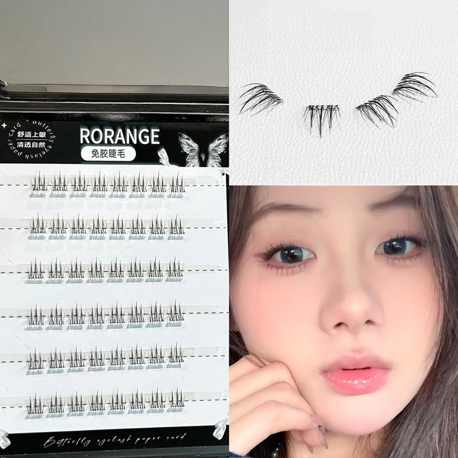 Kein Kleber erforderlich, falsche Wimpern, selbstklebend, oben/unten, flauschige Wimpernverlängerung, DIY, Anime, Manga, Cluster-Wimpern für tägliches Make-up