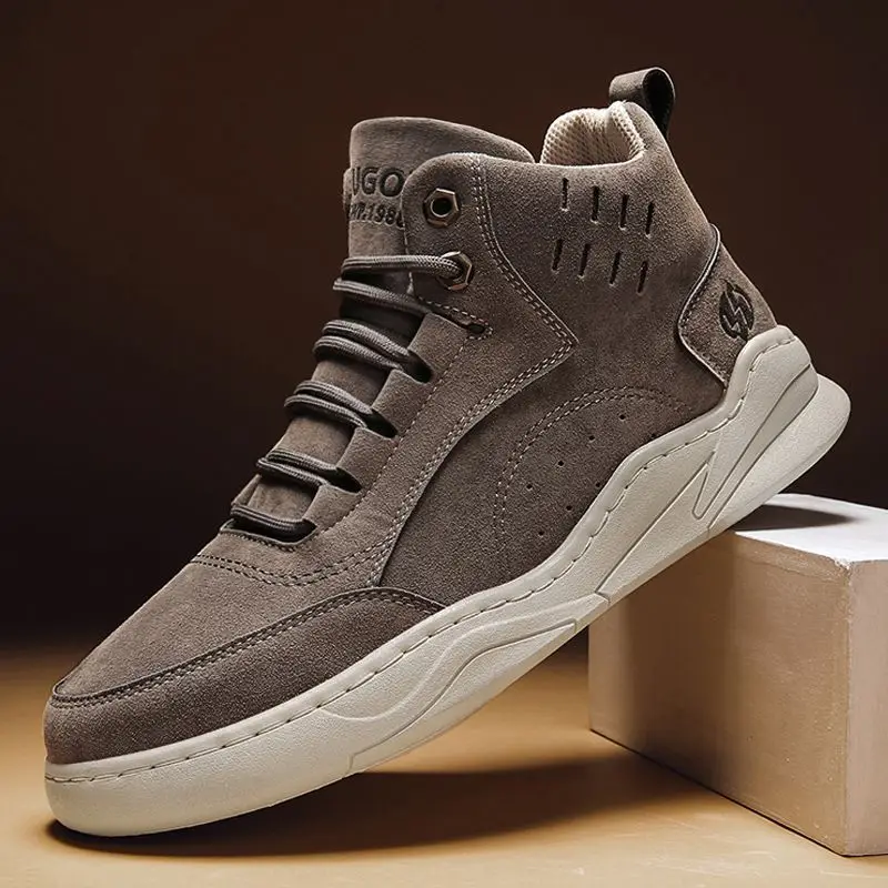 أحذية رجالية عالية الجودة مقاومة للماء كاجوال مع ارتفاع داخلي للربيع والخريف أحذية خارجية غير قابلة للانزلاق نعل مرتفع للرجال #6