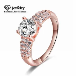 Fine Rose Gold Color Rings for Women Trendy Vintage Wedding Engagement Fashion Jewelry Accessories Wedding Bands 18KR003