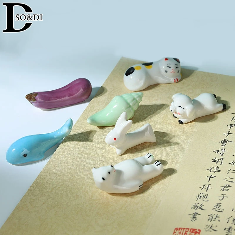 Cute Animal Ceramic Pen Rest Paint Brush Holder Calligraphy Pen Rack Chopstick Shelf Spoon Pillow Stand Painting Writing Supply