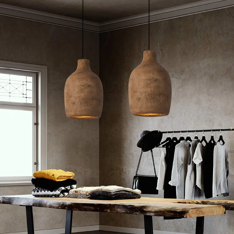 

Nostalgic Pendant Lamp Dining Room Wabi-sabi Chandelier Foyer Bedside Hanging Light Restaurant Nordic Cement Design Droplight