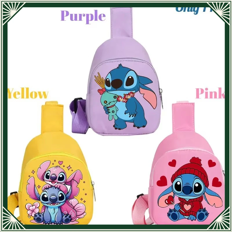 For LiloStiItch MINI Crossbody Bag Cartoon Student Backpack Angel Pink Yellow Purple Shoulder Bag Birthday Gift