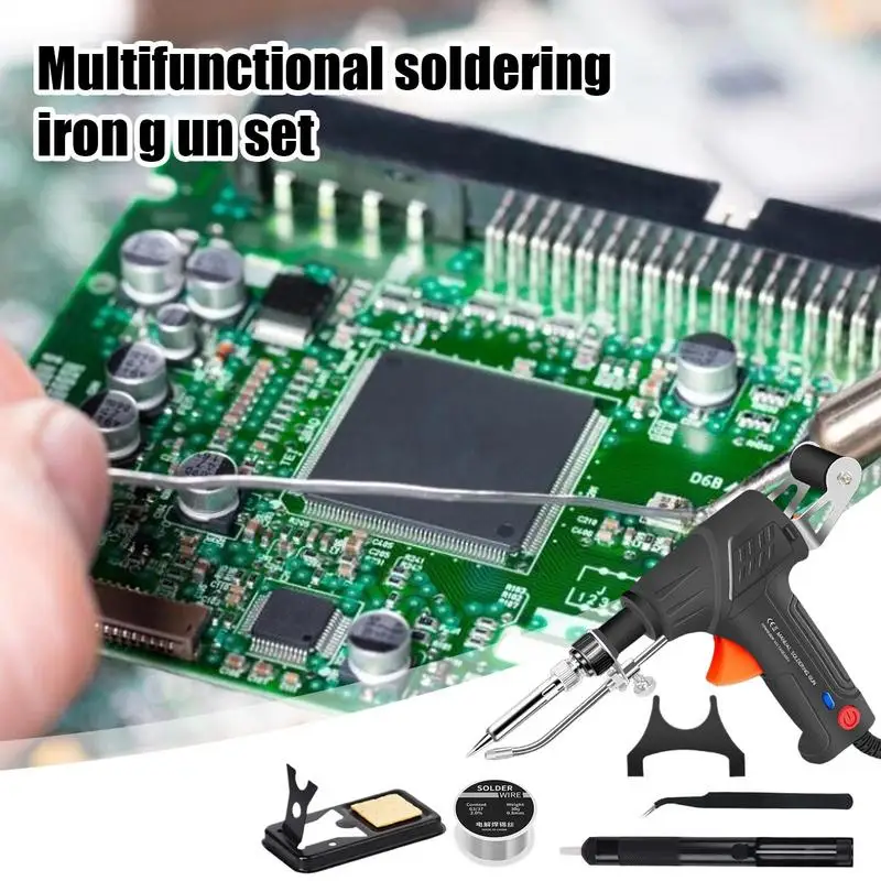 Soldering Iron Kit 60W Tin Absorber Soldering Machine External Heating Multi-Function Welding Tool With Tweezers For Circuit