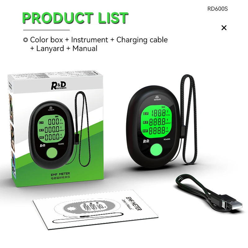 كاشف المجال الكهرومغناطيسي المحمول R & D ، مقياس EMF ، كاشف الإشعاع ، صيد الأشباح ، معدات خوارق ، 3 في 1 ، RD600S