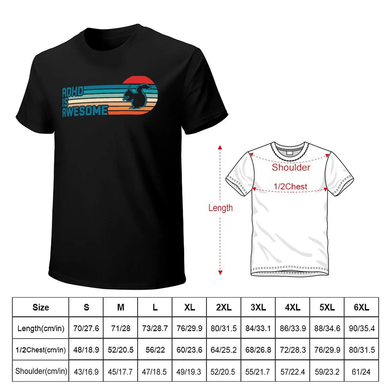 ADHD is awesome Cute Squirrel Attention Deficit Hyperactivity Disorder Vintage T-Shirt Festival Short Sleeve T-Shirt