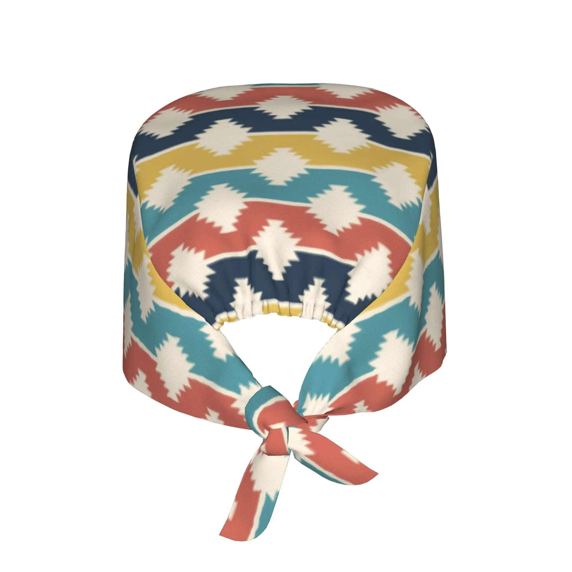 Custom Southwestern Boho Stripes Pattern Aztec Western Prints Medical Staff Scrubs Hat Doctor Nursing Surgical Cap Scrub Caps