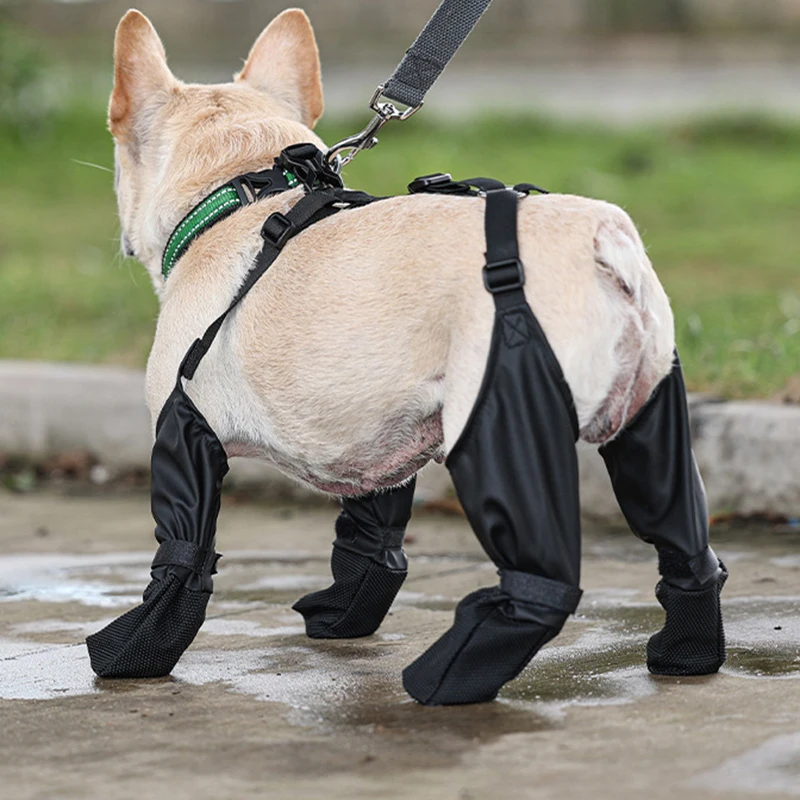 Bottes imperméables réglables pour chien, chaussures respirantes pour animaux de compagnie, bottes de bouledogue français, chaussures souples pour