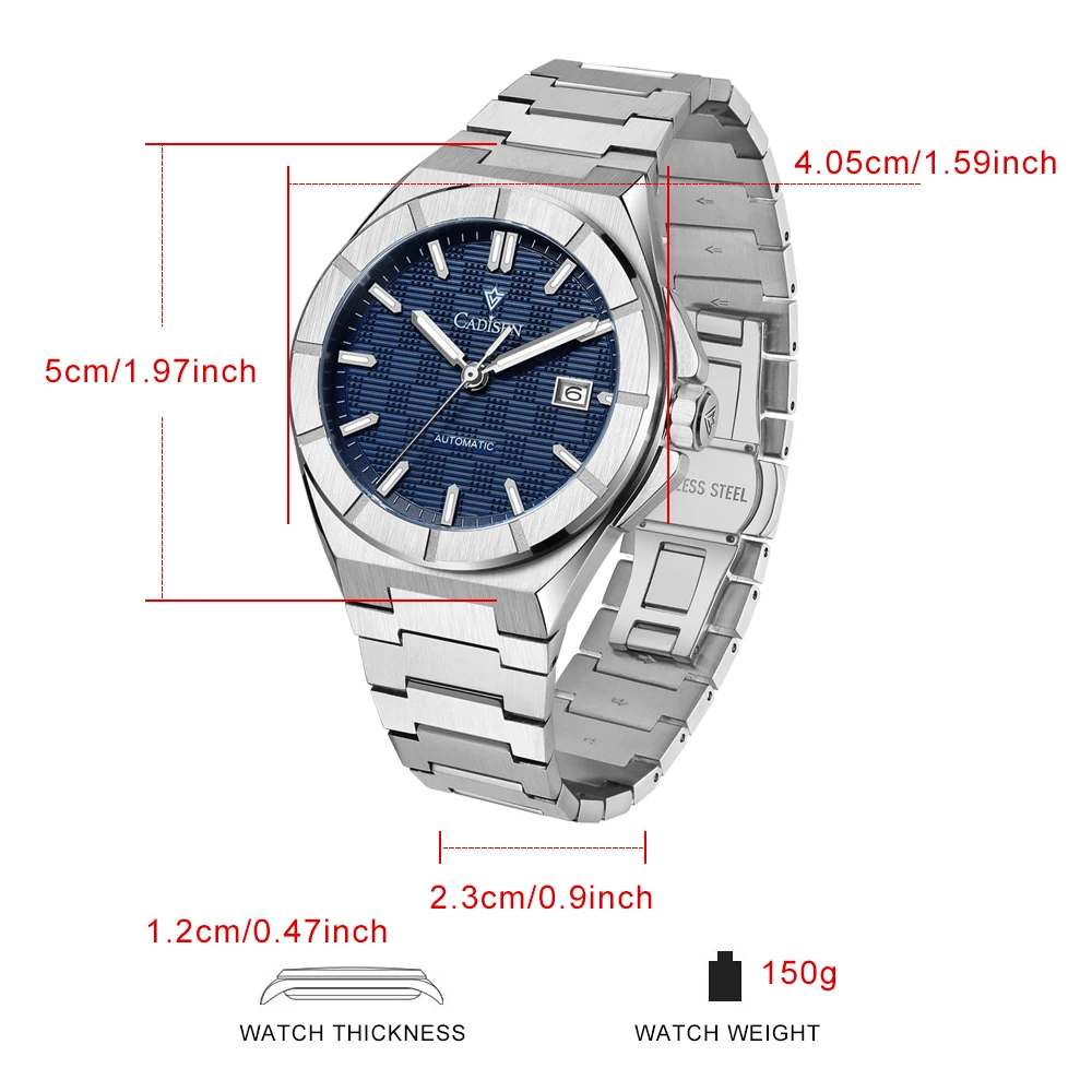 CADISEN 2025 New Mens Watches Luxury Automatic Watch For Men  NH35A Mechanical 40MM WristWatch Stainless Steel AR Sapphire glass