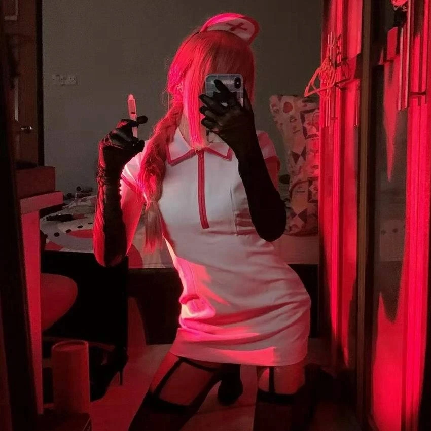 Erwachsene Makima Cosplays Anime Kettensäge Mann Kostüm Rot Perücke Schwarz Graben Mantel Hemd Cosplay Uniform Halloween Kleidung für Frauen