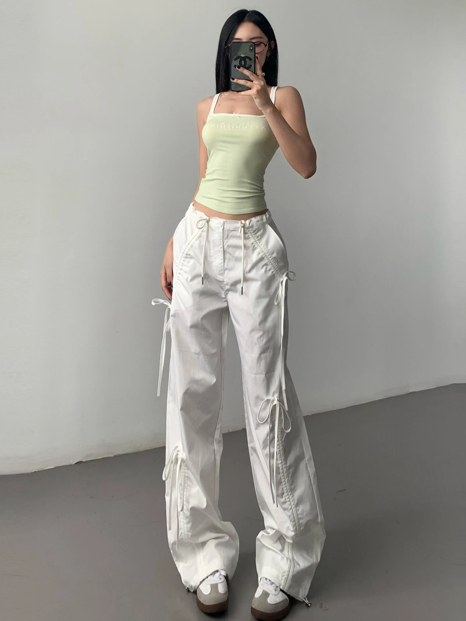 

Американские спортивные брюки с высокой талией и широкими штанинами, свободного кроя, быстросохнущие, для женщин, весна-осень, тонкие, новая модель