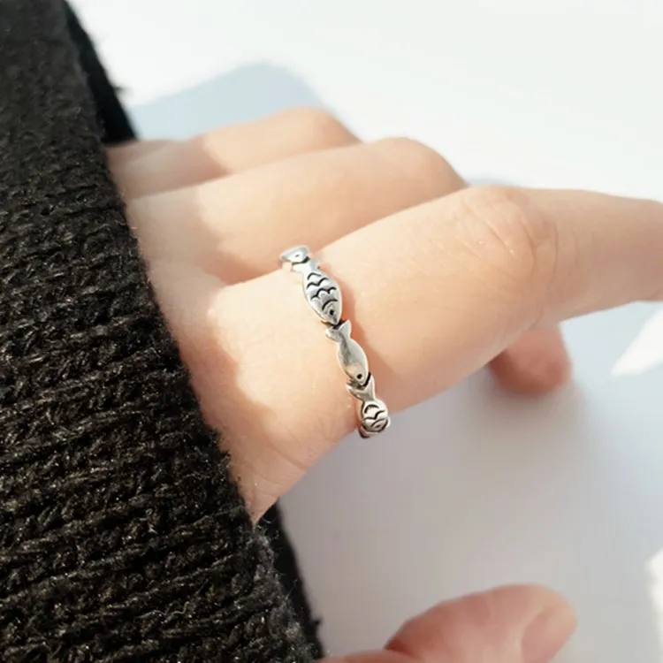 Women's 925 Sterling Silver Fish Adjustable Ring, Engagement