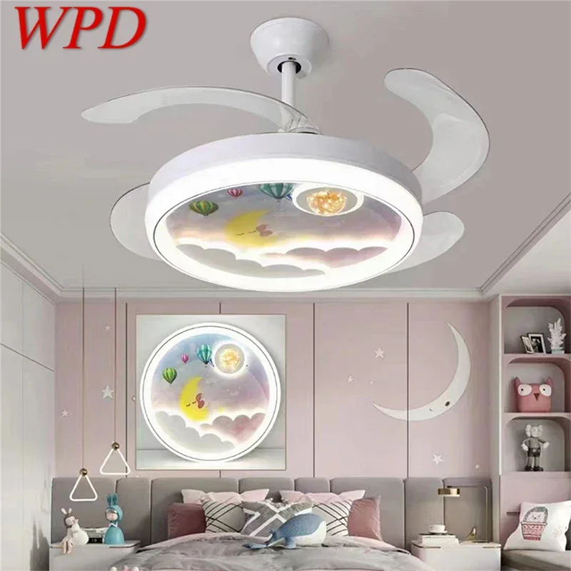 WPD Nordic Children Stealth Fan Light LED Modern Living room Restaurant Bedroom Ceiling Fan Light Remote Electric Fan Light