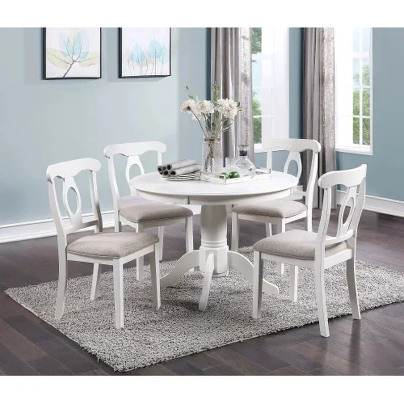 Modern 5-Piece Restaurant Set with Backrest, Patterned Design, Fast Rebound Synthetic Leather Cushion