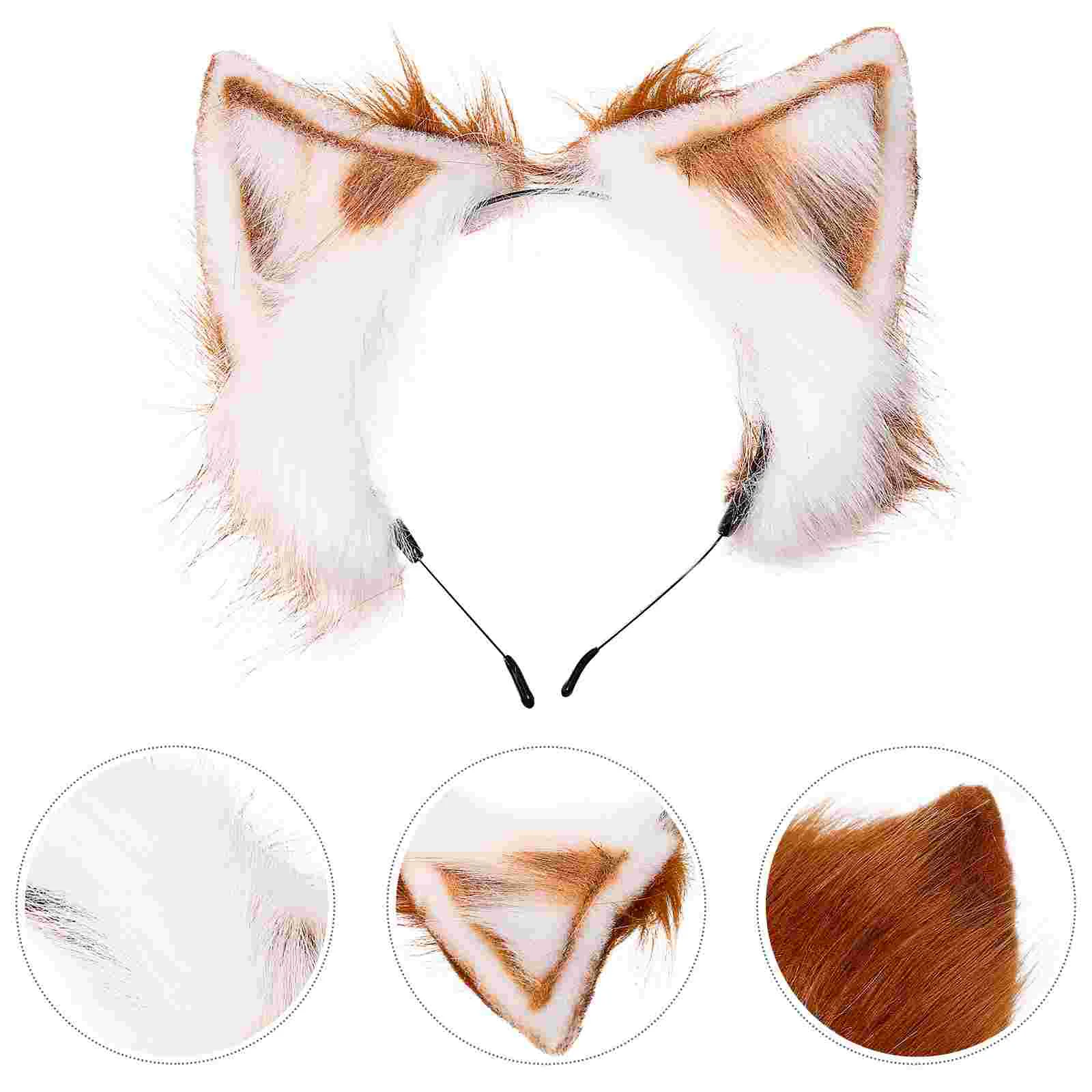 Cat Ears Headband Plush Headpiece Animal Blootube Headphones Headwear Hair Clip Rabbit Headdress Cosplay