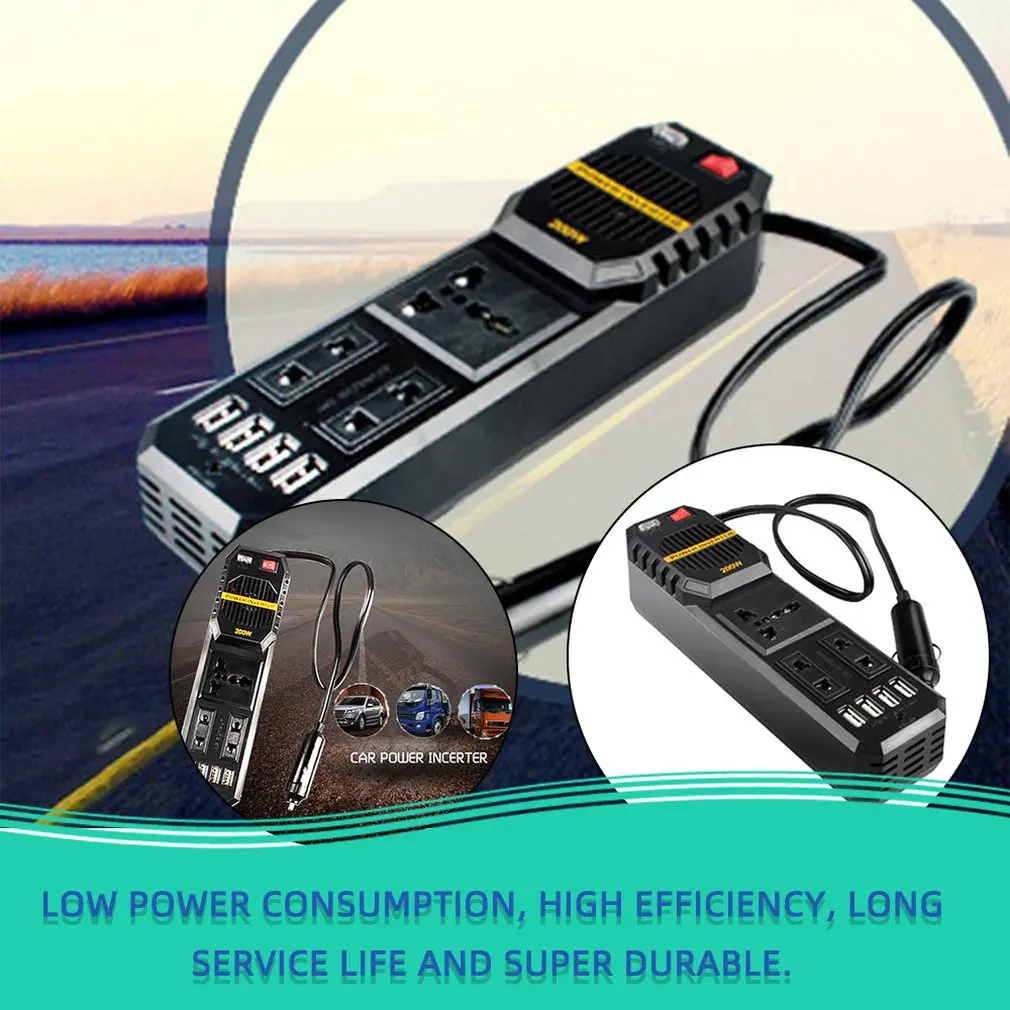 200W Portable Car Power Inverter Charger DC 12V to AC 220V Converter Adapter Universal Auto Accessories USB Output