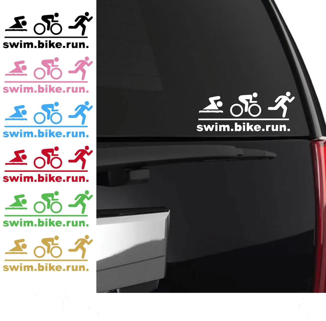 Custom Triathlon swim bike run Vinyl Car Window Bumper Decal Sticker run half marathon runner iron man Ultra Runner